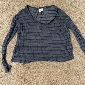Gray striped crop top stretchy sweater